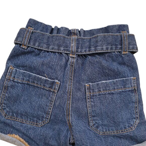 Denim & Co Tie Waist Jean Shorts Girls 5-6 Blue Cuffed Hem Kids NWOT - Picture 6 of 7